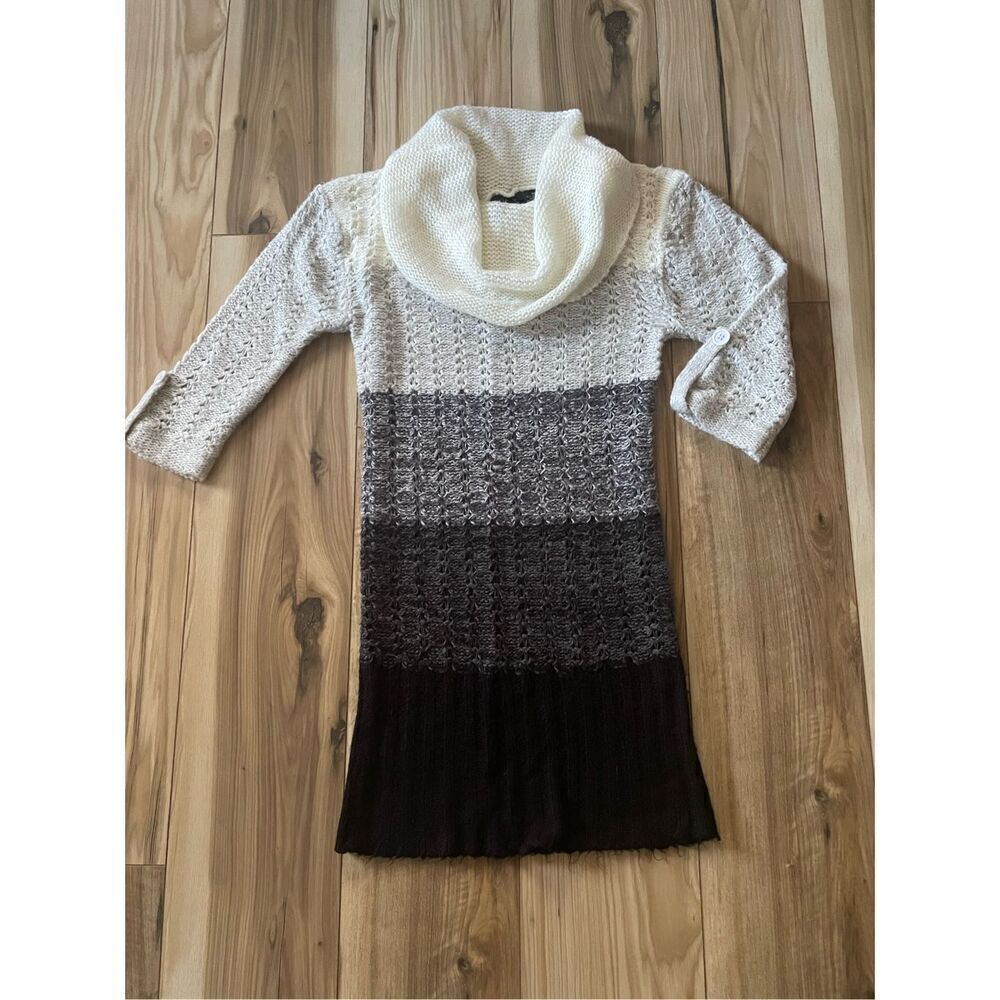 womens cowl neck sweater dress chunky knit M